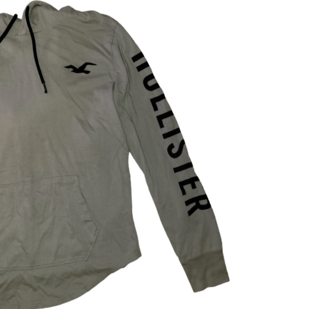 Hollister Mens Pullover TShirt Hoodie Sage/Army Green Long Sleeve Small - Picture 5 of 11